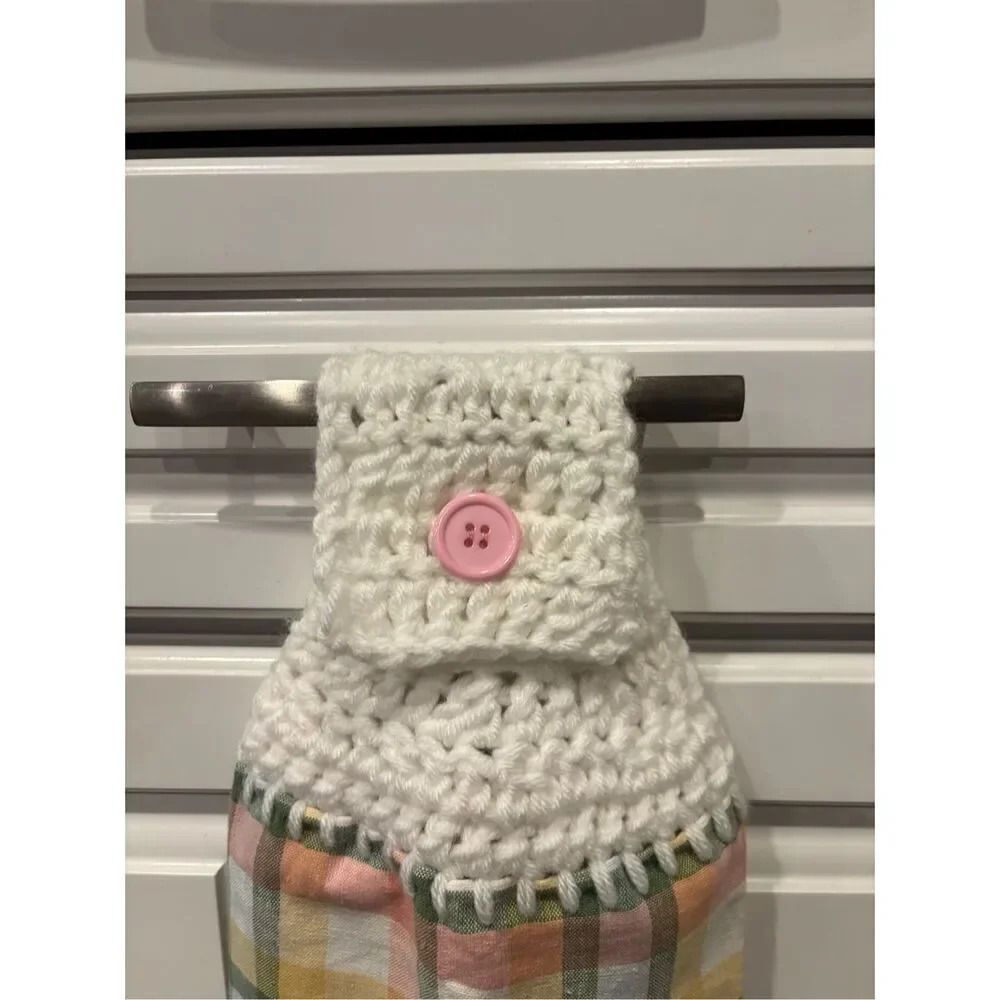 Crochet Top Kitchen Towel- Spring Plaids - Picture 2 of 2